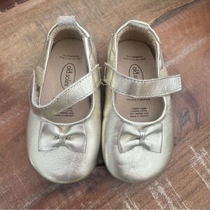 Old Soles Gold Baby Dress Shoes with Bow
